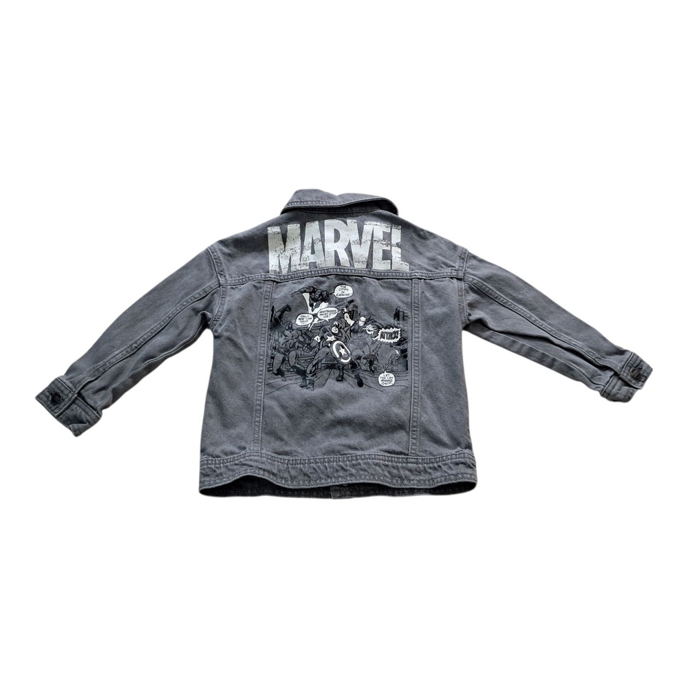 Marvel Character Denim Jacket Boys 5 Gray Comic Superheroes Captain America
